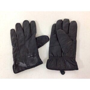 Black Leather Driving Gloves Fleece Lined Mens Large